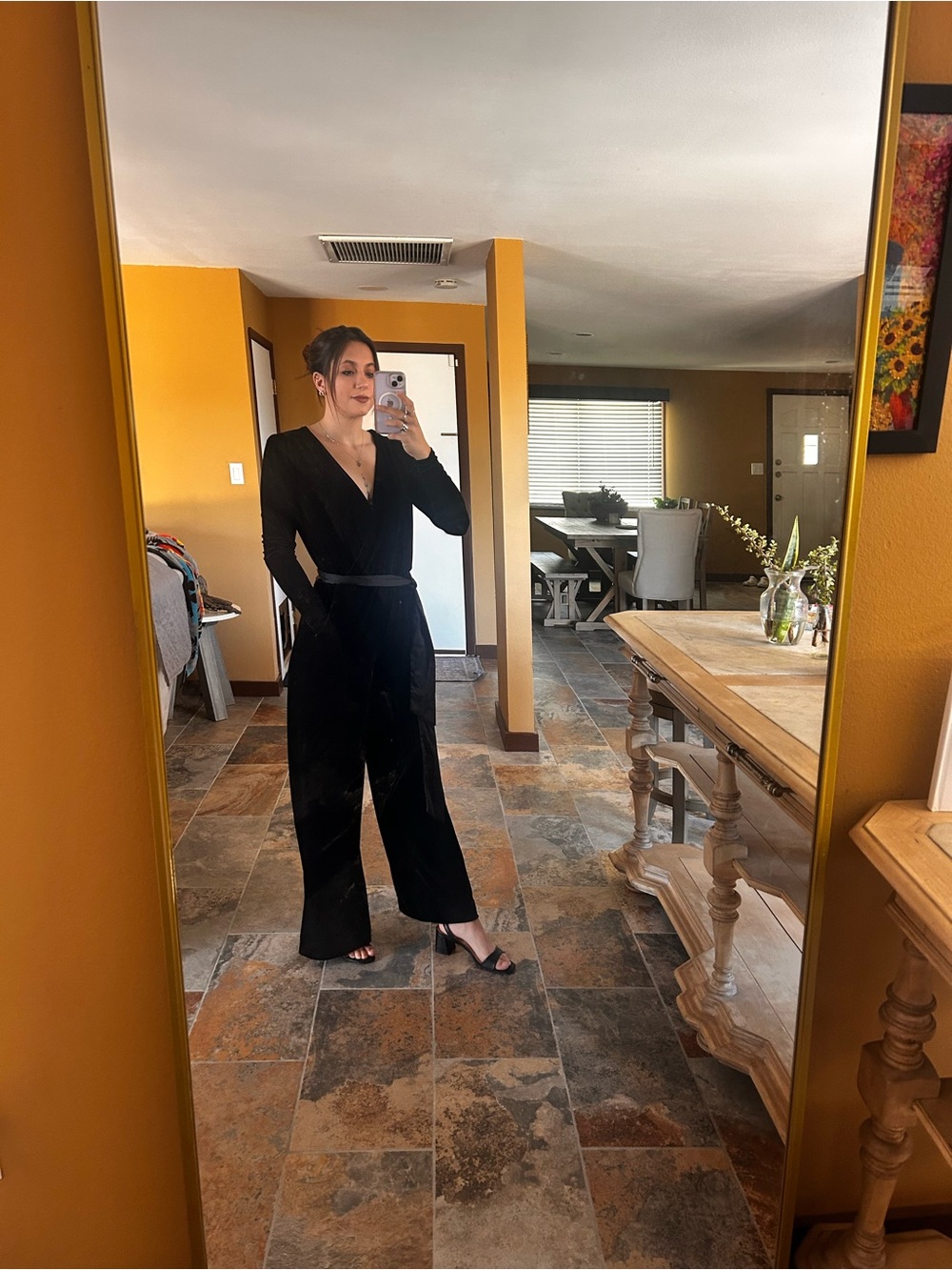 Flying Tomato Black Velvet Jumpsuit With Pockets Size XS